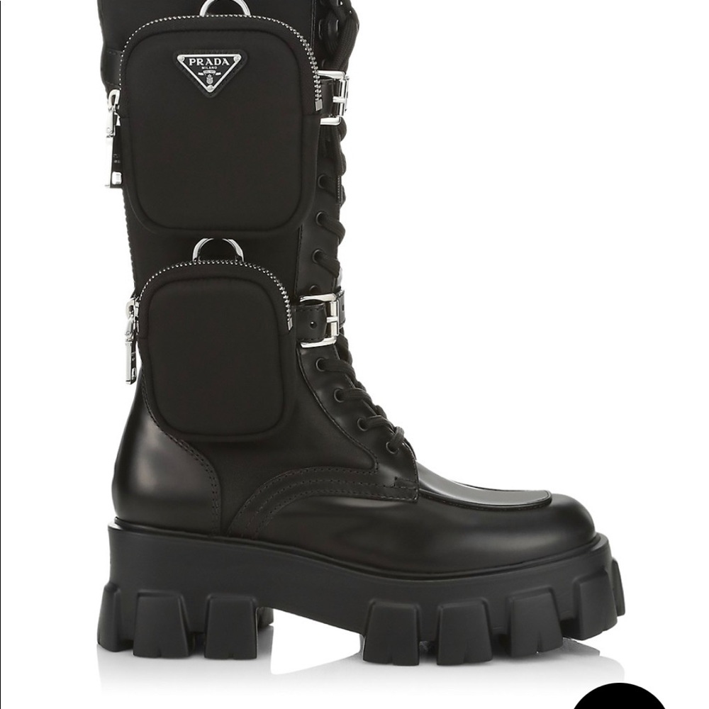 Prada
Monolith Leather & Nylon Tall Combat Boots